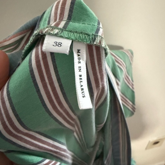 Sandro Green Mid-length Striped Dress - Size 38 - Picture 8 of 10